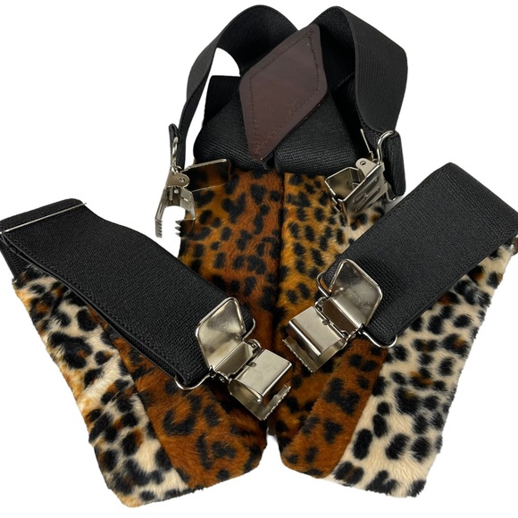 Other - Handmade Cheetah Print Suspenders Alligator Clip 2x2 Faux Fur Halloween Costume